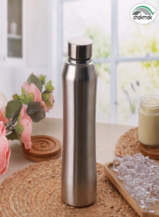 Chakmak Rush Stainless Steel Water Bottle - 1000 ml, Silver, Leak Proof for Office, Gym, Home, Kitchen, Hiking, Trekking, Travel - Image 4